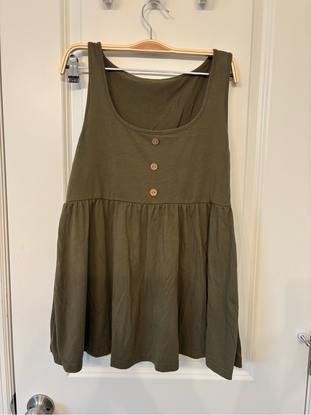 Women’s Olive Sleeveless Maternity Babydoll Tank Top